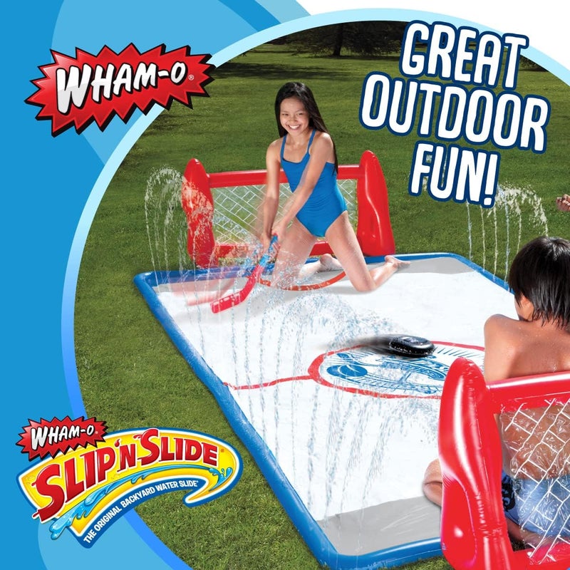 WHAM-O Slip N Slide Water Knee Hockey Goals Set for Lawn Backyard Includes 2 Inflatable Hockey Goals 2 Hockey Sticks 1 Inflatable Puck - Image 5